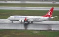 Airplane Landing to Istanbul Airport Royalty Free Stock Photo