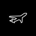 Airplane Line Icon On Black Background. Black Flat Style Vector Illustration Royalty Free Stock Photo