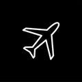 Airplane Line Icon On Black Background. Black Flat Style Vector Illustration Royalty Free Stock Photo