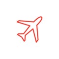 Airplane Line Icon On Black Background. Black Flat Style Vector Illustration Royalty Free Stock Photo