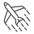 Airplane line icon, tourism and travel, aircraft sign vector graphics, a linear icon on a white background, eps 10.