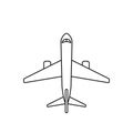 Airplane line icon view from above. Vector isolated plane outline icon Royalty Free Stock Photo