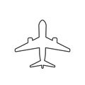 Airplane line icon view from above. Vector isolated plane outline contour symbol Royalty Free Stock Photo