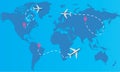 Airplane line path route with start point and dash line Royalty Free Stock Photo