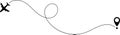 Airplane line path vector icon - Air plane flight route with start point and line trace. Vector illustration Royalty Free Stock Photo
