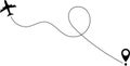 Airplane line path vector icon - Air plane flight route with start point and line trace. Vector illustration Royalty Free Stock Photo