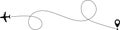 Airplane line path vector icon - Air plane flight route with start point and line trace. Vector illustration Royalty Free Stock Photo