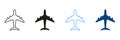 Airplane Line And Silhouette Color Icons Set. Aviation Jet, Airplane Pictogram. Travel Tourism Outline And Solid Symbols Royalty Free Stock Photo