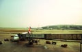 Airplane loading and ready starting to fly Royalty Free Stock Photo