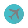 Airplane long shadow icon. Simple glyph, flat vector of web icons for ui and ux, website or mobile application Royalty Free Stock Photo
