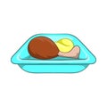 Airplane lunch icon, cartoon style