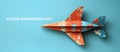 Airplane made of jigsaw puzzle pieces on blue background, autism awareness day concept Royalty Free Stock Photo