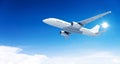 Airplane mid in the air and Blue Sky Royalty Free Stock Photo