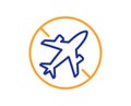 Airplane mode line icon. Cancel flight sign. Vector