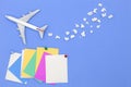 Airplane model with various paper ball and stick paper note on b Royalty Free Stock Photo