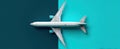 The airplane model on a vibrant turquoise and dark background..AI generated image Royalty Free Stock Photo