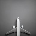 Airplane model view from above on gray paper background. Royalty Free Stock Photo