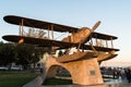 Airplane monument at sunset