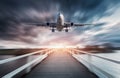 Airplane in motion with blurred background Royalty Free Stock Photo