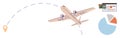 Airplane navigating travel route with data analytics and statistics visualization Royalty Free Stock Photo