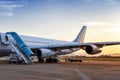 Airplane near the terminal in an airport