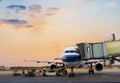 Airplane near the terminal in an airport