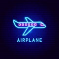 Airplane Neon Label Royalty Free Stock Photo