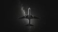 Airplane Night Flight Galaxy Royalty Free Stock Photo