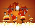 Airplane Nuclear - atom bombs falling on Earth Royalty Free Stock Photo