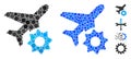 Airplane Options Gear Mosaic Icon of Round Dots Royalty Free Stock Photo