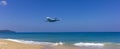 airplane over the sea will landing at Phuket International Airport, Thailand Royalty Free Stock Photo