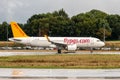 Airplane of Pagasus company on the tarmac at Brussels South airport