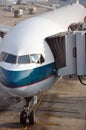 Airplane and parking apron of Hongkong Airport Royalty Free Stock Photo