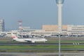 Airplane parking at Tokyo international airport Royalty Free Stock Photo