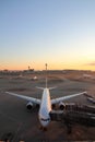 Airplane parking at Tokyo international airport Royalty Free Stock Photo