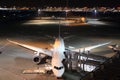 Airplane parking at Tokyo international airport Royalty Free Stock Photo