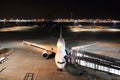 Airplane parking at Tokyo international airport Royalty Free Stock Photo