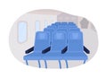 Airplane passenger seats row 2D vector isolated illustration