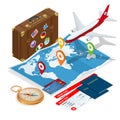 Airplane passport flight travel traveller fly travelling citizenship air concept Travel and tourism background. Flat