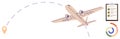Airplane on Path with Checklist and Data Chart for Travel Planning or Aviation Tracking Royalty Free Stock Photo