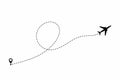 Airplane path in dotted line shape. Airplane flying in the white background Royalty Free Stock Photo