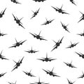 Airplane pattern white background. Seamless pattern flying planes. Royalty Free Stock Photo