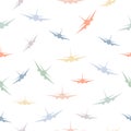 Airplane pattern white background. Seamless pattern flying planes. Royalty Free Stock Photo