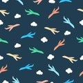 Airplane pattern white background. Seamless pattern flying planes. Royalty Free Stock Photo