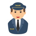 Airplane Pilot Avatar Flat Icon on White