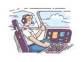 Airplane pilot in cockpit Royalty Free Stock Photo