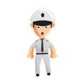 Airplane Pilot Standing Confused Cartoon Character Aircraft Captain in Uniform