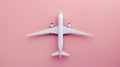 The Airplane on Pink Background.AI generated image Royalty Free Stock Photo
