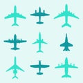 Airplane, plane, aircraft icon set. Vector illustration Royalty Free Stock Photo