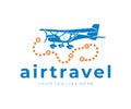 Airplane, plane, flying club and air travel, logo design. Flights, travel, aviation and airport, vector design